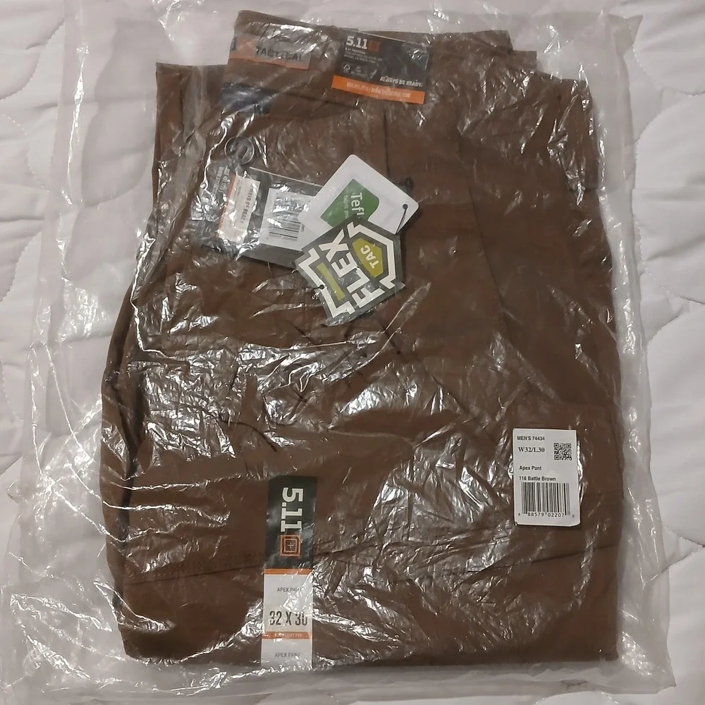 5.11 Tactical Apex Pant 74434 Battle Brown Mens 32x30 Straight Fit Flex-Tac NWT
